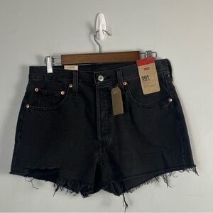 New 501 Levi’s high rise black denim size 30 raw hem shorts